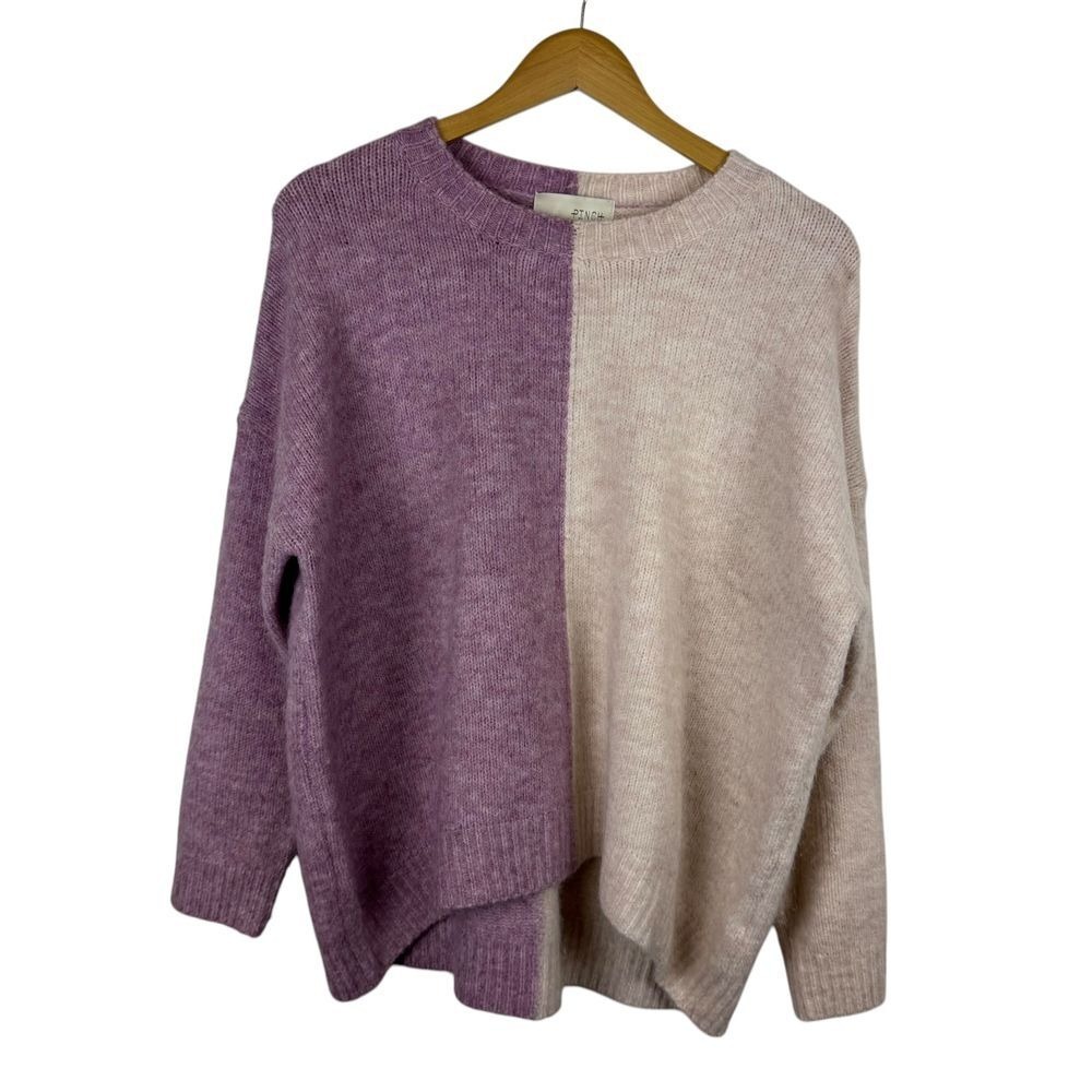 Pinch Color Block Sweater Sz M Pullover Knitwear Casual Comfy Pastel Cozy Purple